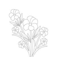printing flower hand drawing of beautiful art graphic design element vector