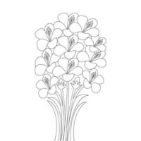 diseño de arte de línea creativa de plantilla de impresión flor de página de libro de colorear floreciente vector