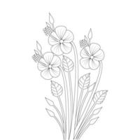 diseño de página para colorear de flor de elemento de plantilla de impresión de dibujo de flor vector