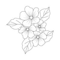 blooming flower with leaves coloring book page element with graphic illustration design vector