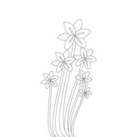 Branch of flower coloring book page drawing line art design on white background vector