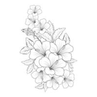 doodle common hibiscus flower line art coloring book page of vector graphic design