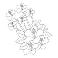 creative line art design of print template blooming coloring book page flower vector