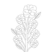 garden flower line art illustration coloring page for printing template design vector