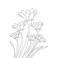 vector flower drawing with detailed creative line stroke for coloring page