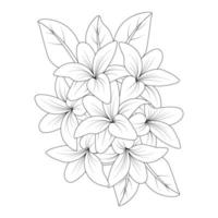 blooming flower with leaves coloring book page element with graphic illustration design vector