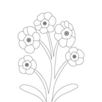 blooming doodle flower coloring book page element with graphic illustration design vector