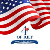 Cartel del 4 de julio. Celebración del día de la independencia de EE. UU. Con bandera estadounidense. Plantilla de banner publicitario de promoción del 4 de julio de EE. UU. vector