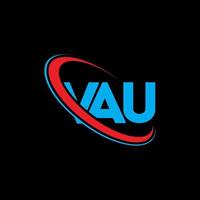 logotipo de vau. vau carta. diseño del logotipo de la letra vau. logotipo de iniciales vau vinculado con círculo y logotipo de monograma en mayúsculas. tipografía vau para tecnología, negocios y marca inmobiliaria. vector