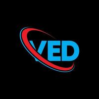VED logo. VED letter. VED letter logo design. Initials VED logo linked with circle and uppercase monogram logo. VED typography for technology, business and real estate brand. vector