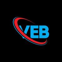 VEB logo. VEB letter. VEB letter logo design. Initials VEB logo linked with circle and uppercase monogram logo. VEB typography for technology, business and real estate brand. vector