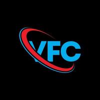 logotipo vfc. letra vcf. diseño del logotipo de la letra vfc. Logotipo de iniciales vfc vinculado con círculo y logotipo de monograma en mayúsculas. tipografía vfc para tecnología, negocios y marca inmobiliaria. vector