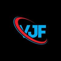 logotipo vff. carta vjf. diseño del logotipo de la letra vjf. logotipo de iniciales vjf vinculado con círculo y logotipo de monograma en mayúsculas. tipografía vjf para tecnología, negocios y marca inmobiliaria. vector
