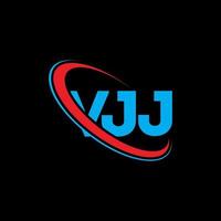 logotipo vjj. carta vjj. diseño del logotipo de la letra vjj. logotipo de iniciales vjj vinculado con círculo y logotipo de monograma en mayúsculas. tipografía vjj para tecnología, negocios y marca inmobiliaria. vector