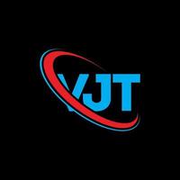 logotipo vjt. carta vjt. diseño del logotipo de la letra vjt. logotipo de iniciales vjt vinculado con círculo y logotipo de monograma en mayúsculas. tipografía vjt para tecnología, negocios y marca inmobiliaria. vector