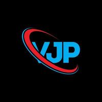 logotipo de vjp. carta vjp. diseño del logotipo de la letra vjp. logotipo de iniciales vjp vinculado con círculo y logotipo de monograma en mayúsculas. tipografía vjp para tecnología, negocios y marca inmobiliaria. vector