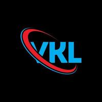 logotipo vkl. letra vkl. diseño del logotipo de la letra vkl. Logotipo de iniciales vkl vinculado con círculo y logotipo de monograma en mayúsculas. tipografía vkl para tecnología, negocios y marca inmobiliaria. vector