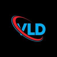 logotipo vld. letra vld. diseño de logotipo de letra vld. logotipo de iniciales vld vinculado con círculo y logotipo de monograma en mayúsculas. tipografía vld para tecnología, negocios y marca inmobiliaria. vector