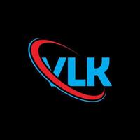 logotipo de Vlk. letra vlk. diseño del logotipo de la letra vlk. Logotipo de iniciales vlk vinculado con círculo y logotipo de monograma en mayúsculas. tipografía vlk para tecnología, negocios y marca inmobiliaria. vector