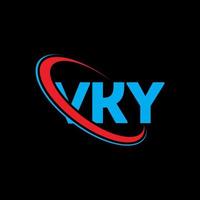 logotipo vki. letra vky. diseño del logotipo de la letra vky. logotipo de vky iniciales vinculado con círculo y logotipo de monograma en mayúsculas. tipografía vky para tecnología, negocios y marca inmobiliaria. vector