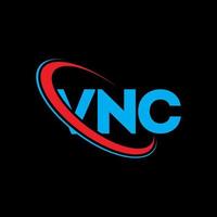 logotipo vnc. letra vnc. diseño de logotipo de letra vnc. logotipo de las iniciales vnc vinculado con el círculo y el logotipo del monograma en mayúsculas. tipografía vnc para tecnología, negocios y marca inmobiliaria. vector