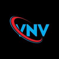 logotipo vnv. letra vv. diseño del logotipo de la letra vnv. logotipo de iniciales vnv vinculado con círculo y logotipo de monograma en mayúsculas. tipografía vnv para tecnología, negocios y marca inmobiliaria. vector