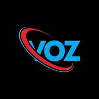 VOZ logo. VOZ letter. VOZ letter logo design. Initials VOZ logo linked with circle and uppercase monogram logo. VOZ typography for technology, business and real estate brand. vector