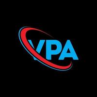 logotipo vpa. carta vpa. diseño del logotipo de la letra vpa. logotipo de iniciales vpa vinculado con círculo y logotipo de monograma en mayúsculas. tipografía vpa para tecnología, negocios y marca inmobiliaria. vector