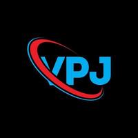 logotipo vpj. carta vpj. diseño del logotipo de la letra vpj. logotipo de iniciales vpj vinculado con círculo y logotipo de monograma en mayúsculas. tipografía vpj para tecnología, negocios y marca inmobiliaria. vector