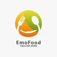 diseño de logotipo de comida en forma de emoticono vector