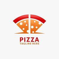 Triangle pizza slices logo design vector