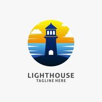 Lighthouse logo design in circle shape vector