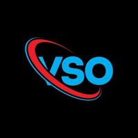 logotipo de vs. letra vs. diseño del logotipo de la letra vso. logotipo de vso iniciales vinculado con círculo y logotipo de monograma en mayúsculas. tipografía vso para tecnología, negocios y marca inmobiliaria. vector