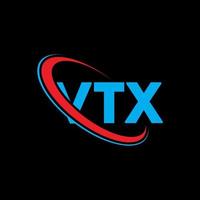 logotipo vtx. letra vx. diseño del logotipo de la letra vtx. Logotipo de iniciales vtx vinculado con círculo y logotipo de monograma en mayúsculas. tipografía vtx para tecnología, negocios y marca inmobiliaria. vector
