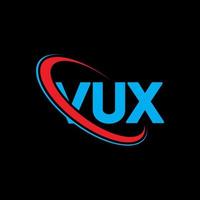 logotipo de vux. carta vux. diseño del logotipo de la letra vux. logotipo de iniciales vux vinculado con círculo y logotipo de monograma en mayúsculas. tipografía vux para tecnología, negocios y marca inmobiliaria. vector