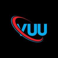 logotipo de vuu. carta vuu. diseño del logotipo de la letra vuu. logotipo de iniciales vuu vinculado con círculo y logotipo de monograma en mayúsculas. tipografía vuu para tecnología, negocios y marca inmobiliaria. vector