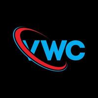 logotipo de VW. carta vwc. diseño del logotipo de la letra vwc. logotipo de vwc iniciales vinculado con círculo y logotipo de monograma en mayúsculas. tipografía vwc para tecnología, negocios y marca inmobiliaria. vector