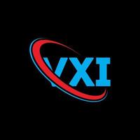 logotipo vxi. letra vxi. diseño del logotipo de la letra vxi. logotipo de iniciales vxi vinculado con círculo y logotipo de monograma en mayúsculas. tipografía vxi para tecnología, negocios y marca inmobiliaria. vector