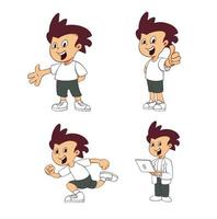 IT scientist little boy mascot vector