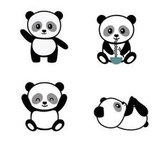 Set of cute pandas in different poses vector