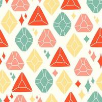 Diamond crystal gems seamless pattern and vector illustration