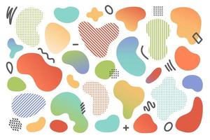 Geometric elements set with different abstract amoeba objects, vector illustration