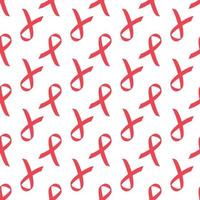 Vector repeating seamless pattern isolated on a white background. Red Ribbon health aids, cancer awareness backdrop. Flat design.