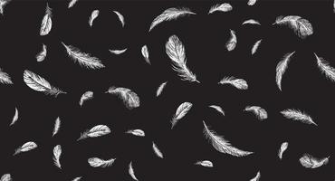 Feathers set. Hand drawn sketch illustrations. vector