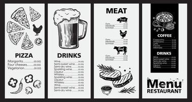 Menu template design for restaurant, sketch illustration. Vector. vector