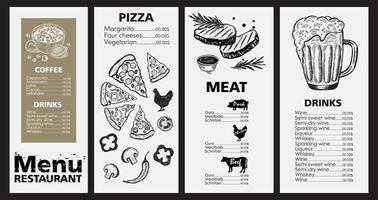 Menu template design for restaurant, sketch illustration. Vector. vector