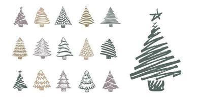 ilustraciones dibujadas a mano del árbol de navidad. vector. vector