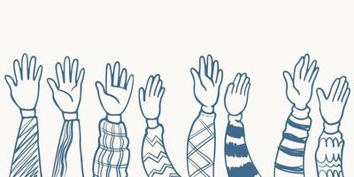 hand drawn eight hands five clapping ovation illustration sketch vector