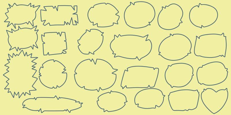 Twenty three Hand drawing doodle speech bubble set. Hand Drawn Comics