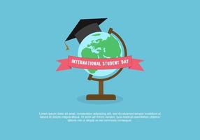 Student international day with graduation hat and globe on blue color. vector